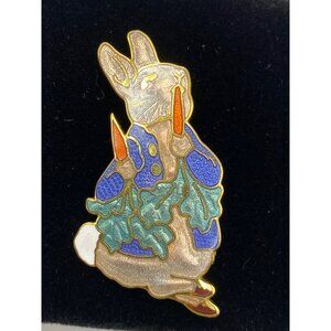 Vintage Beatrix Potter Peter Rabbit Enamel Cloisonné Pin Gold-Tone 1992 Collecti